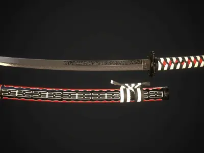 Wakizashi 02 Low-poly 3D model