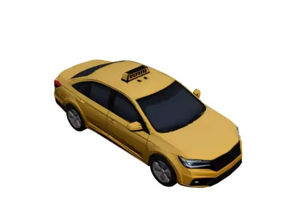 Low Poly Generic Taxi Car Vehicle Model PBR Texture Low-poly 3D model