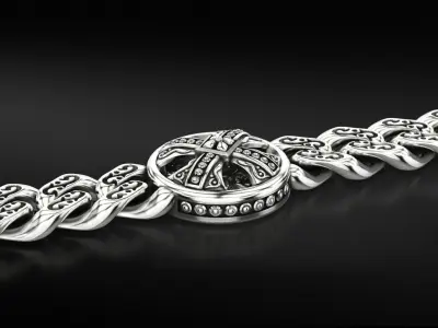 Bracelet with patterns and antique cross 724 3D print model