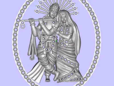 RADHA KRISHNA PENDANT 3D print model