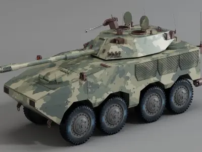 ZTL-11 wheeled assault vehicle 105mm assault gun  combat vehicle 3D model