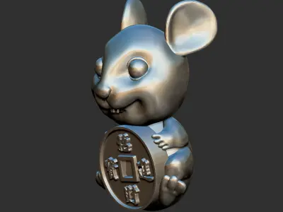 Mouse chinese rat holding coin Free 3D model