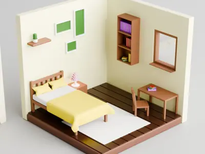 Modern Home Interior 3D Model Pack Free low-poly 3D model