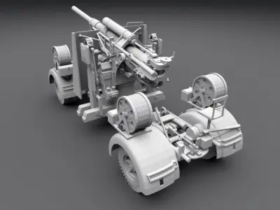 Flak 88 WWII Artillery Scale model 3D print model