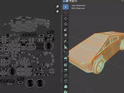 Cybertruck Low-Poly Game-ready Low-poly 3D model