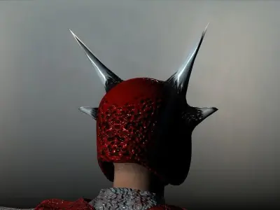 Red Imp Dragon Helmet Low-poly 3D model