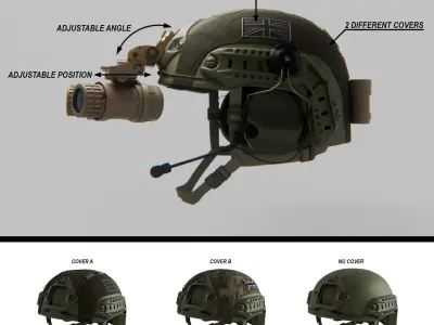 Ops Core FAST - GPNVG-18 -  Peltor Comtac - High Detail 3D model