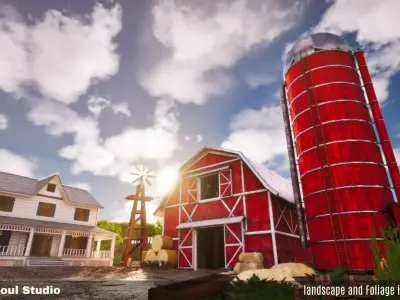 Farm Megapack  House - Barn - Barn Props - Color Variations  Low-poly 3D model