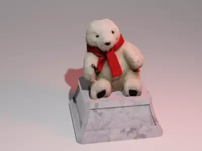 Baby Polar Bear Toy Low-poly 3D model
