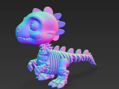 Mechanical Articulated Cute Baby Dinosaur Skeleton 3D model