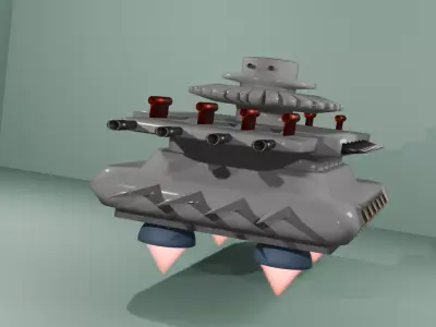 Low Poly Sci-Fi Battleship Game Ready Military Spaceship Asset Low-poly 3D model