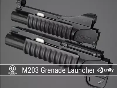 PBR M203 Grenade Launcher Low-poly 3D model