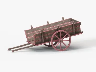 Cart Low Poly wooden Free low-poly 3D model