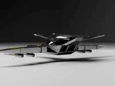 Fighter Spaceship low poly 4k texture Low-poly 3D model