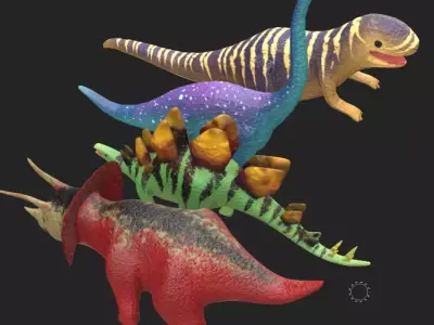 Simple Style Dinosaur Toys Low-poly 3D model