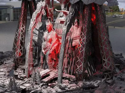 Dark cyberpunk Ruby cathedral 3D model