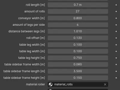 Simple conveyor roller table BLENDER 3D model