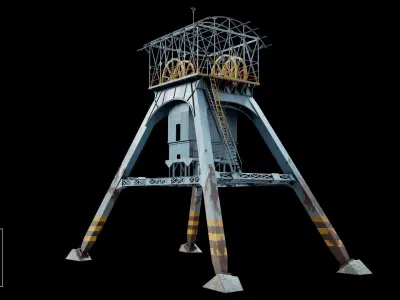 Coal Mine Shaft Tower - KWK Polska II Low-poly 3D model