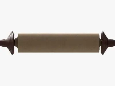 Ancient Scroll With Wooden Rods Old text 03 3D model