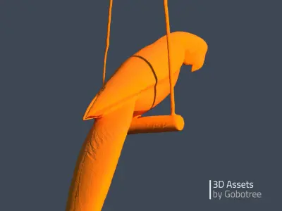 Vintage wooden parrot Gobi 3D model