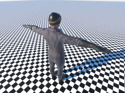 Soviet military motorcyclist Low-poly 3D model