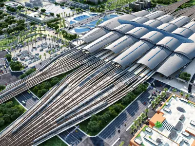High-Speed Railway Station 3D model purchase