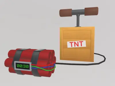 Stylized Low-Poly Dynamite TNT Detonator Low-poly 3D model