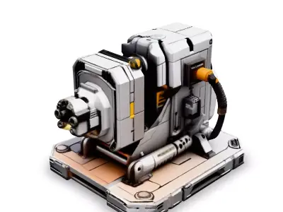 SciFi Turret Generator Game Asset Low-poly 3D model