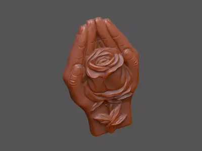 Hands and rose design 3D print model