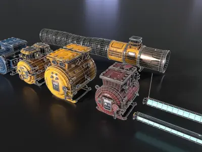 Mine Props Industrial Low-poly 3D model