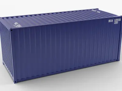 20Ft Cargo Container - Blue - Clean 3D model