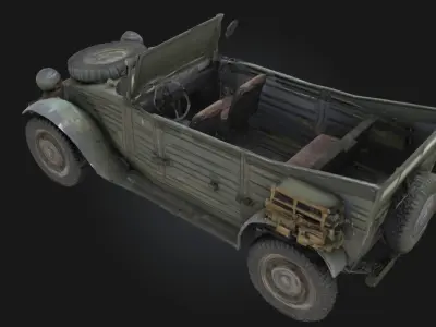  Vintage Convertible  Classic Military Vehicle Model Historical 3D model