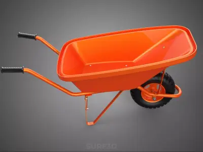 ORANGE CONSTRUCTION WHEELBARROW CART TROLLEY DOLLY BUILDING SITE 3D model
