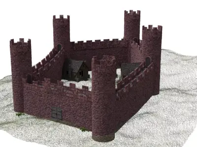 Red Castle  Low-poly 3D model