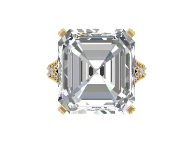 Emerald Solitaire Art Deco Ring 3D print model 10