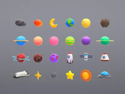 Cartoon Space Pack 3D model purchase