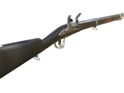 French Cavalry Flintlock Carbine Low-poly 3D model