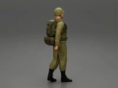 Soldier carrying a backpack 3D print model