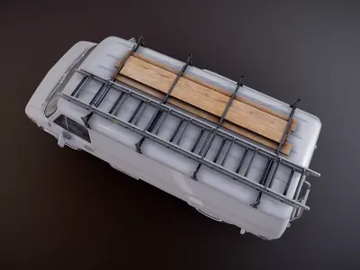 80s Utility van PBR Low-poly 3D model