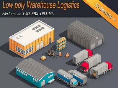 Low Poly Warehouse Logistics Isometric Low-poly 3D model