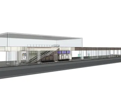  Interior Train Station Waiting Area 3D model