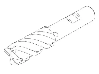 20mm Metric Single End Mill - 4 flutes 3D model