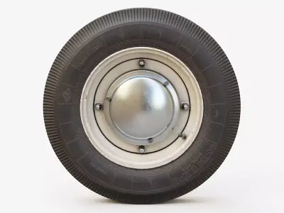 Vintage Car Wheel PBR 3D model