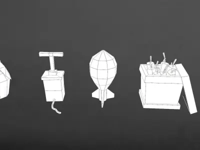 Explosives Set items in explosive 3D model