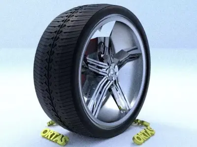 ORTAS CAR RIM 36 GAME READY RIM TIRE AND DISC 3D model