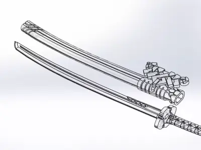 Katana samurai sword 3D model 7
