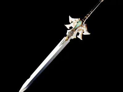 white wing sword Low-poly 3D model