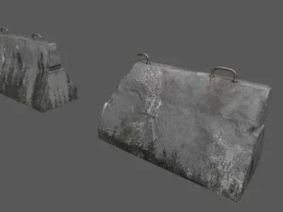 Military Concrete Barrier Low-poly 3D model