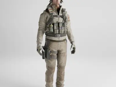 US Army Solider Game Ready rigged character Low-poly 3D model