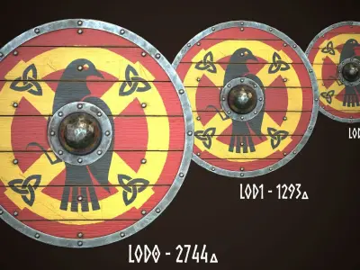 Viking Shield 08 Low-poly 3D model